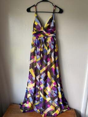 MODAinternational Geometric Print Chiffon Maxi Dress size xs b1